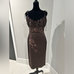 Elegant Brown Midi Dress